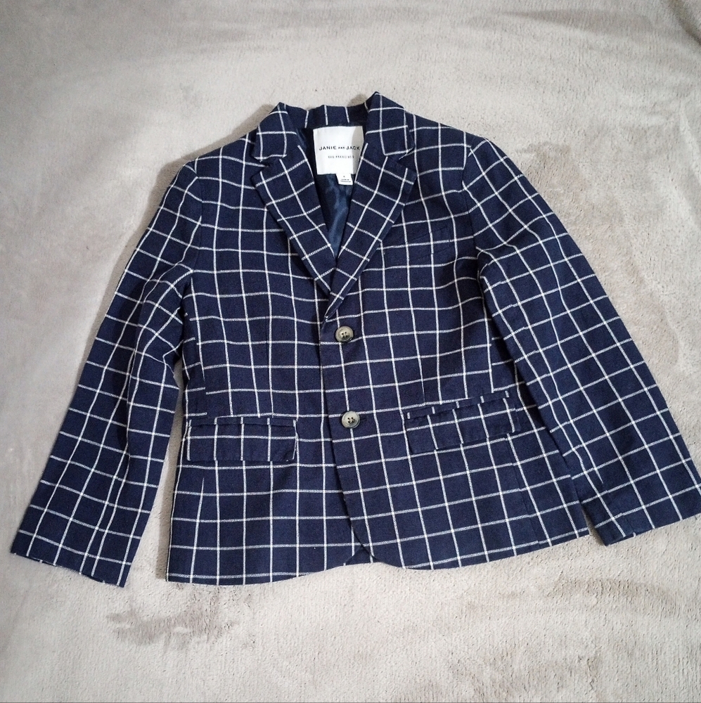 Janie And Jack Boys Windowpane Plaid Blazer Jacket 6